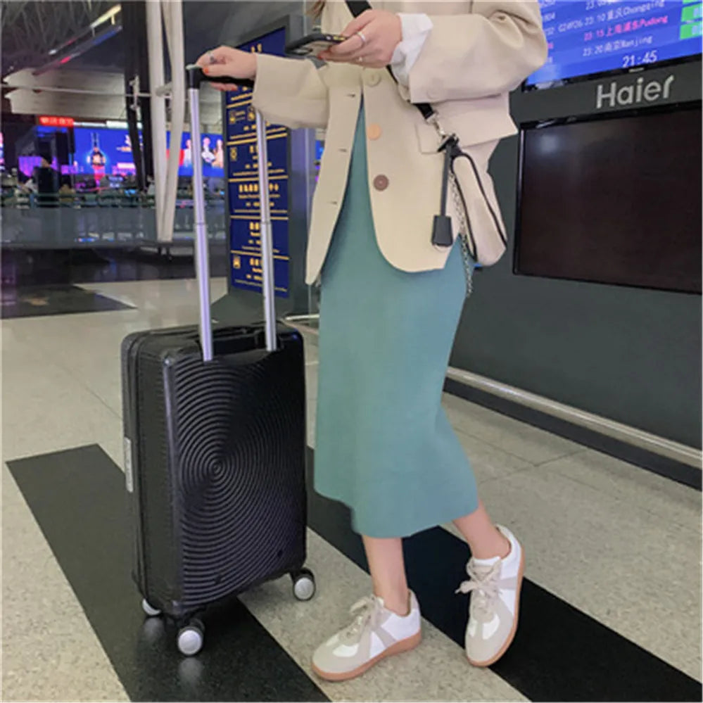 2021 Korean Style Beige Black Green Purple Tube Skirt Women's Knit Straight Skirt With Slit High Waist Long Pencil Skirt Womens