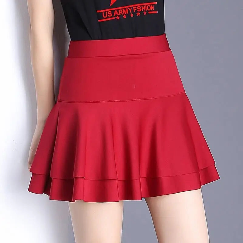 Square dance double cake skirt A-line skirt sailor dance skirt autumn/winter high waist dance wardrobe malfunction-proof red