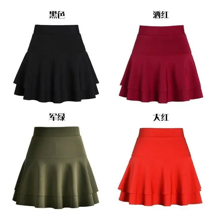 Square dance double cake skirt A-line skirt sailor dance skirt autumn/winter high waist dance wardrobe malfunction-proof red