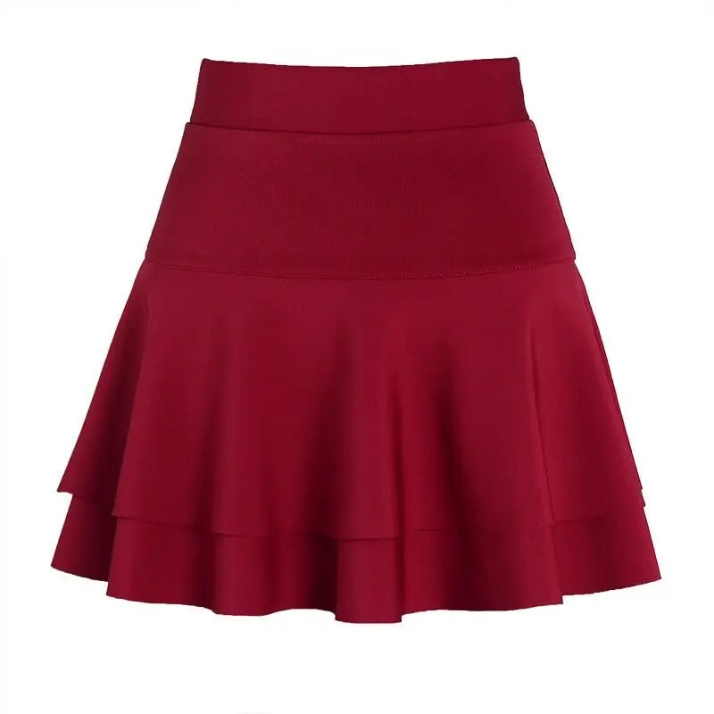 Square dance double cake skirt A-line skirt sailor dance skirt autumn/winter high waist dance wardrobe malfunction-proof red