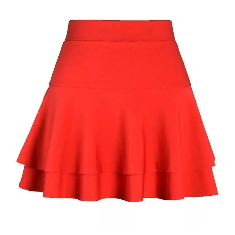 Square dance double cake skirt A-line skirt sailor dance skirt autumn/winter high waist dance wardrobe malfunction-proof red