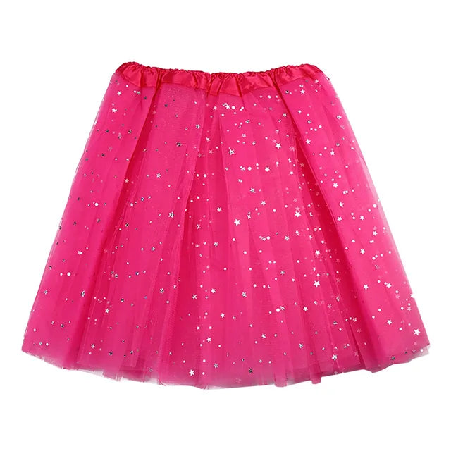 Women's Tutu Skirt Muti Colors Mini Short Skirt For Women Star Sequined Mesh Skirts Elastic Ballet Dancewear Fairy Tulle Skirt