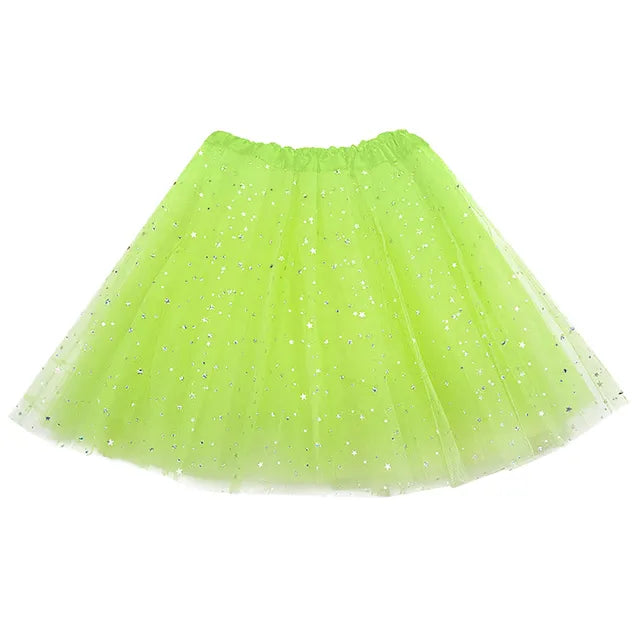 Women's Tutu Skirt Muti Colors Mini Short Skirt For Women Star Sequined Mesh Skirts Elastic Ballet Dancewear Fairy Tulle Skirt