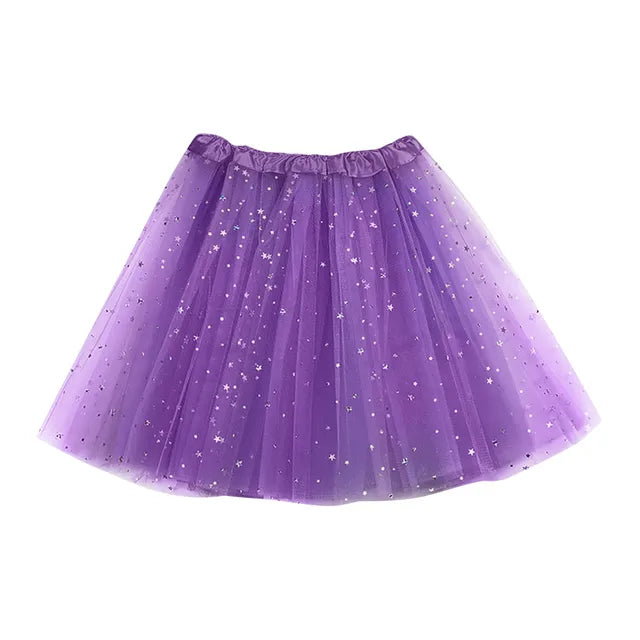 Women's Tutu Skirt Muti Colors Mini Short Skirt For Women Star Sequined Mesh Skirts Elastic Ballet Dancewear Fairy Tulle Skirt