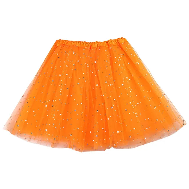 Women's Tutu Skirt Muti Colors Mini Short Skirt For Women Star Sequined Mesh Skirts Elastic Ballet Dancewear Fairy Tulle Skirt