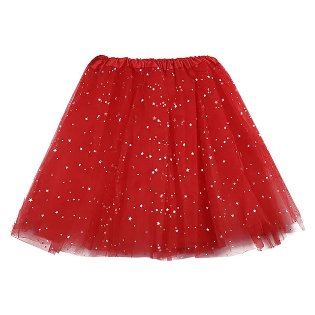 Women's Tutu Skirt Muti Colors Mini Short Skirt For Women Star Sequined Mesh Skirts Elastic Ballet Dancewear Fairy Tulle Skirt