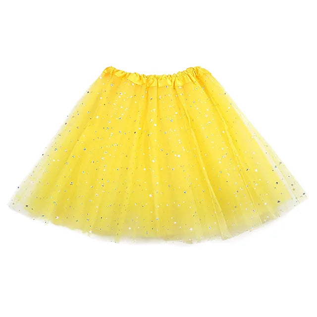 Women's Tutu Skirt Muti Colors Mini Short Skirt For Women Star Sequined Mesh Skirts Elastic Ballet Dancewear Fairy Tulle Skirt