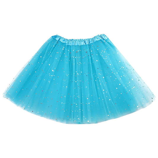 Women's Tutu Skirt Muti Colors Mini Short Skirt For Women Star Sequined Mesh Skirts Elastic Ballet Dancewear Fairy Tulle Skirt