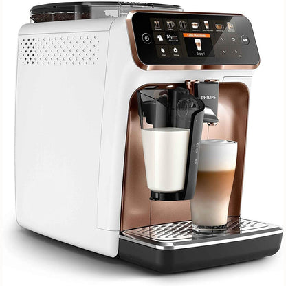 Fully automatic coffee machine 5400 Series EP5443/70 - LatteGo milk system, 12 coffee specialties, 4 user profiles - white/rose gold