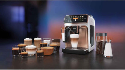 Fully automatic coffee machine 5400 Series EP5443/70 - LatteGo milk system, 12 coffee specialties, 4 user profiles - white/rose gold